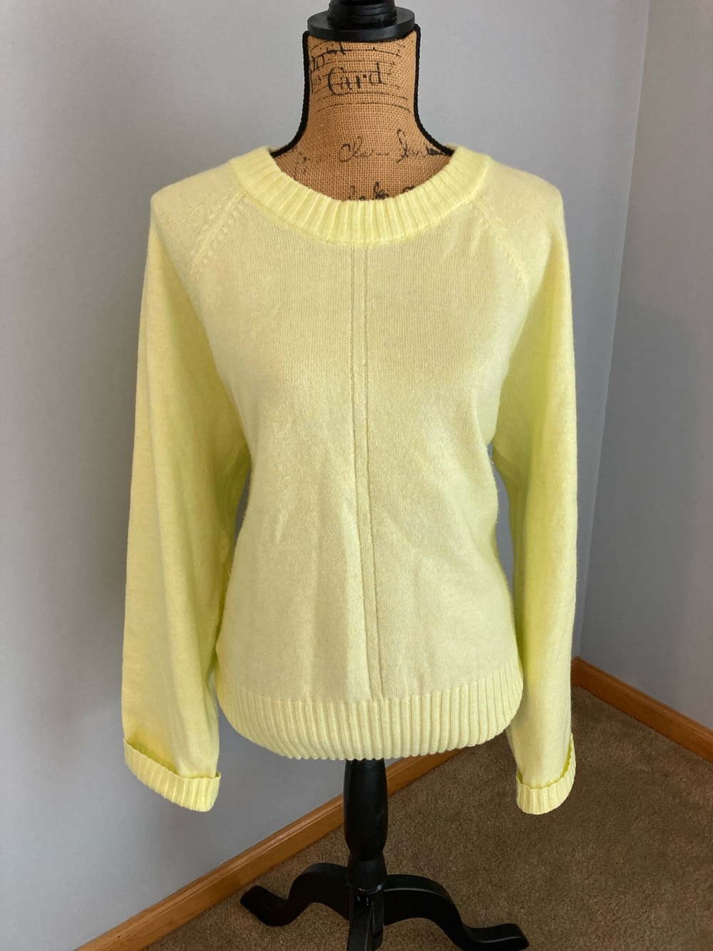 LOFT Light Yellow Raglan Sweater Women Size XL
